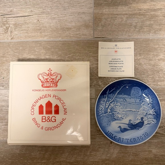 Bing & Grondahl Other - VTG BING GRONDAHL 1970 JULE AFTER CHRISTMAS PLATE PHEASANTS IN THE SNOW With Box